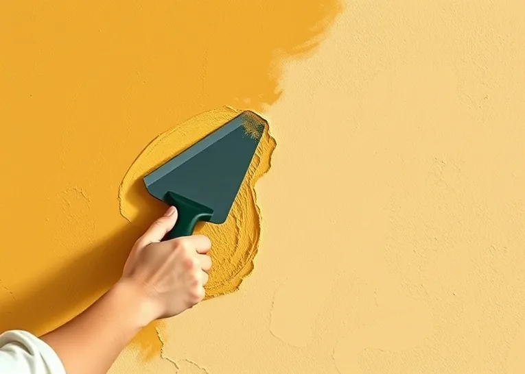 Application d'un enduit décoratif à la lisseuse sur un mur
